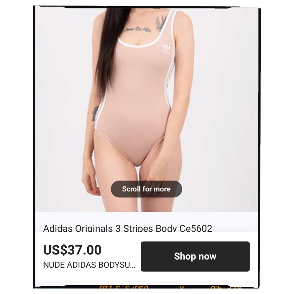 Adidas 3 Stripe Nude Bodysuit (large)